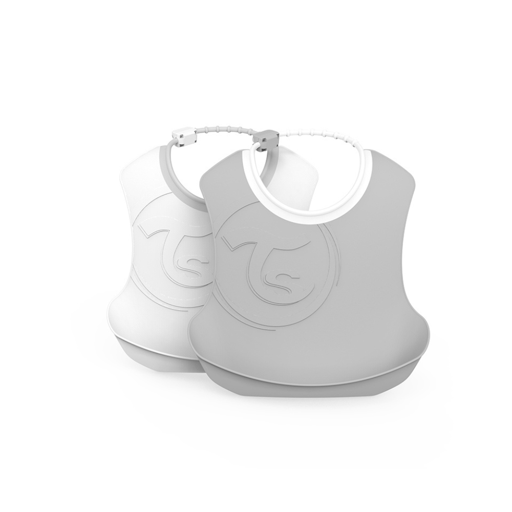 Babero x2 4+M Blanco - Gris | Twistshake