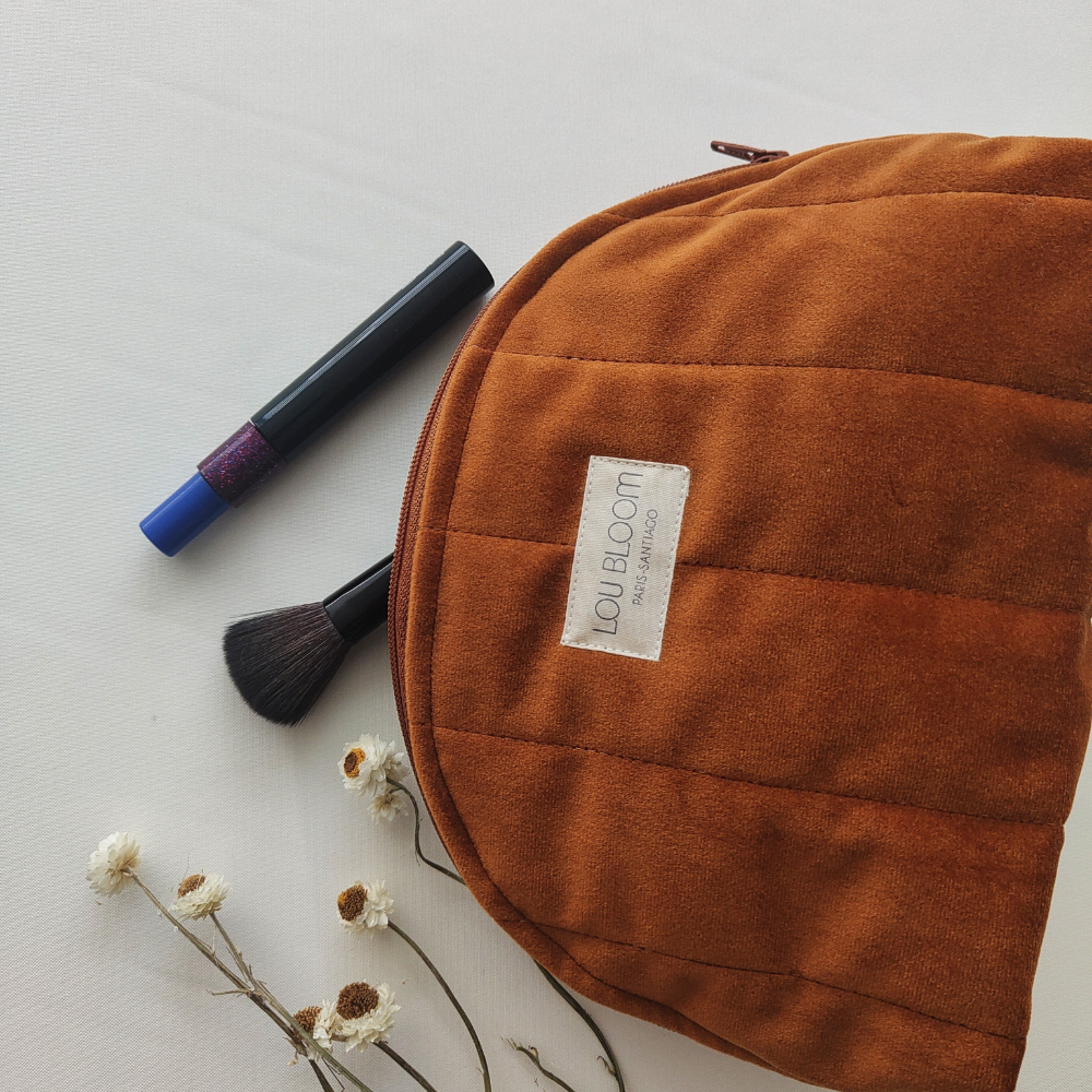 Copper Eco-Velvet Quilted Toiletry Bag