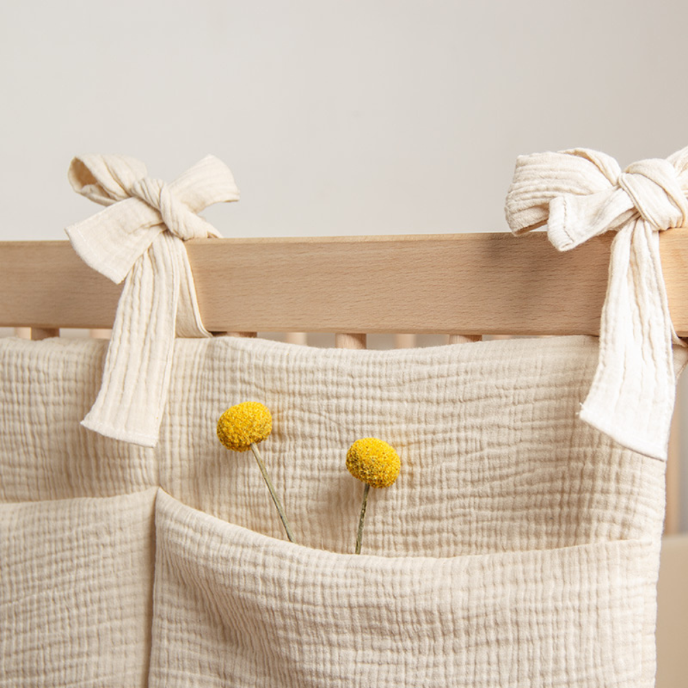 Organic Cotton Muslin Crib Organizer - Winter White