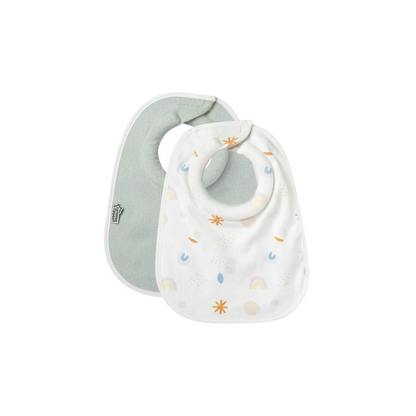 Set of 2 Reversible Absorbent Bibs - Sage