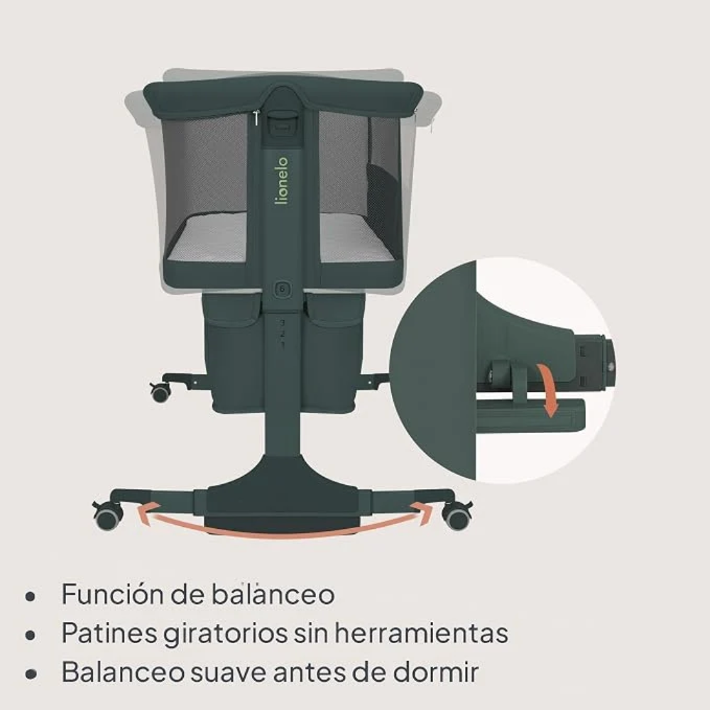 Cuna Colecho Jodie - Green Graphite | Lionelo