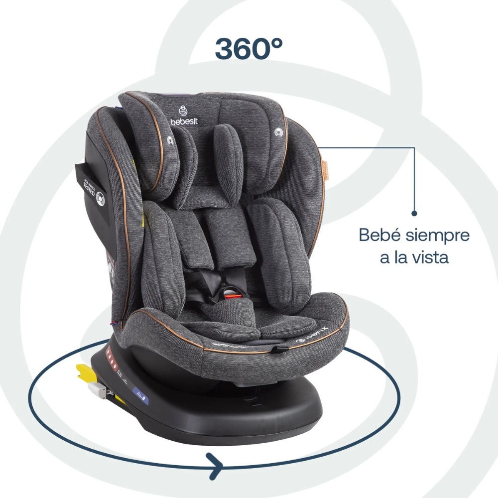 Silla de Auto Convertible Supra 360° Premium - Gris | Bebesit