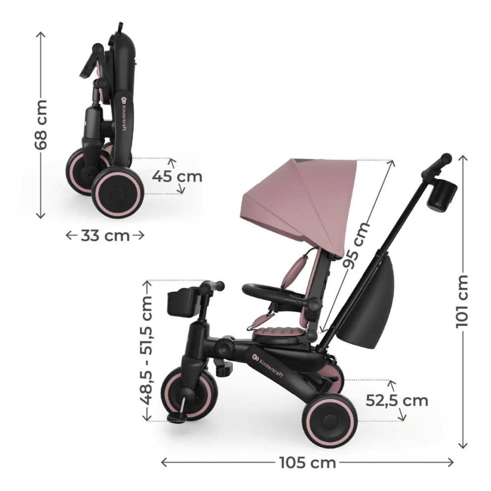 Triciclo Multifuncional 6 en 1  Jazz 3 - Pink | Kinderkraft