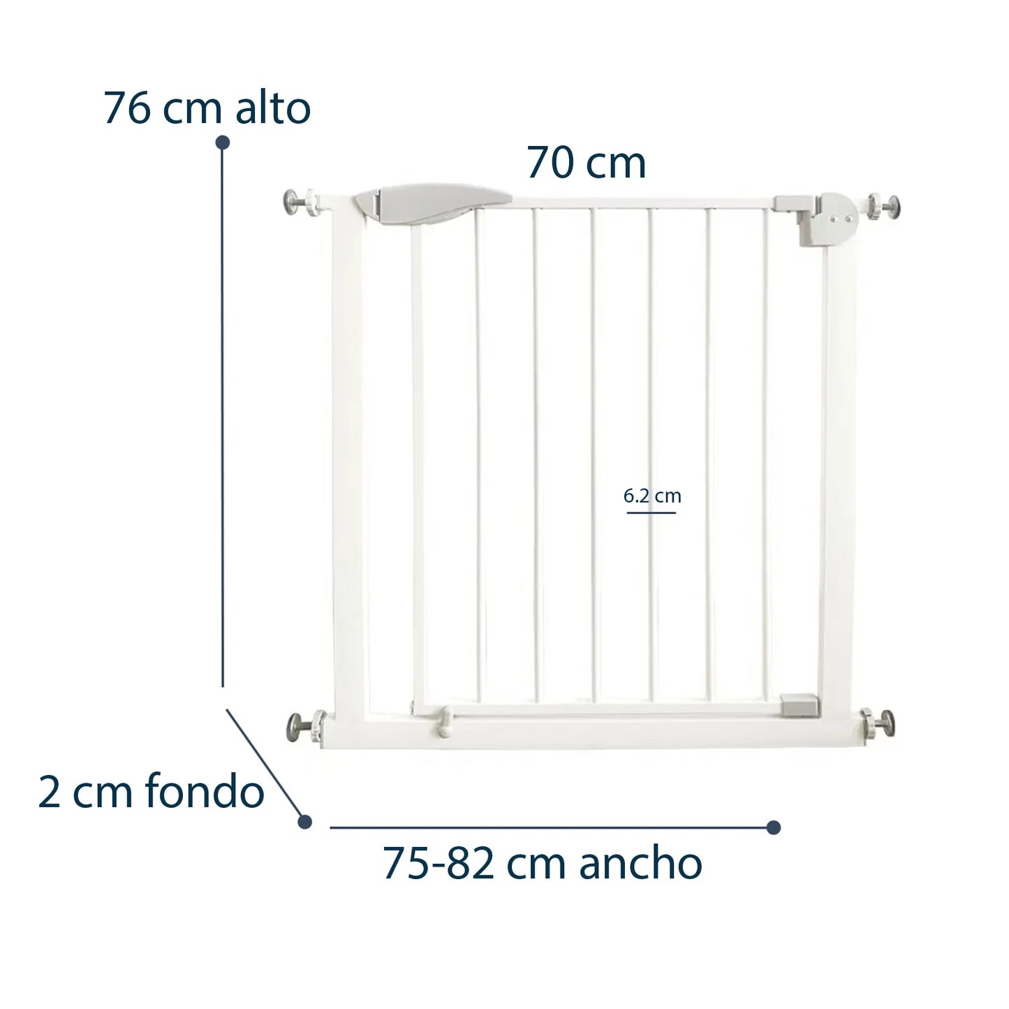 Reja de Seguridad para Bebés con Doble Seguro - Ajustable de 75 a 82 cm