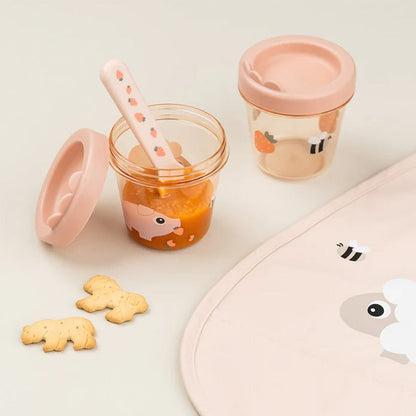 Set de 2 Contenedores para Comida de Bebé Tiny Farm - Rosa