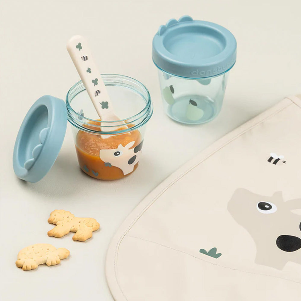 Set de 2 Contenedores para Comida de Bebé Tiny Farm - Azul