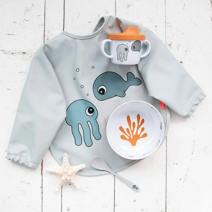 Babero con Mangas Sea Friends - Gris