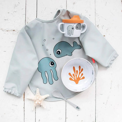 Sea Friends Sleeved Bib - Grey