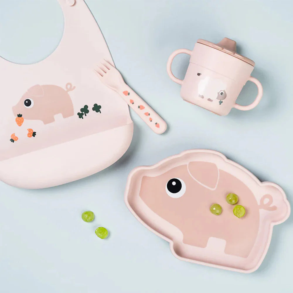 Babero de Silicona - Pigee Rosa | Done by deer