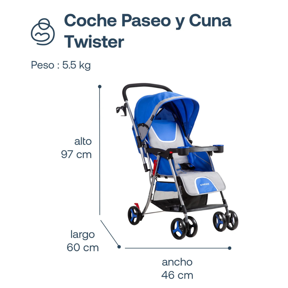 Coche Paseo y Cuna Twister SX - Azul | Bebesit