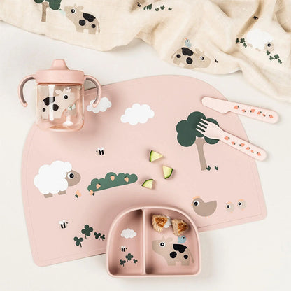 Vaso con Boquilla de Aprendizaje de 2 Asas Tiny Farm - Rosa