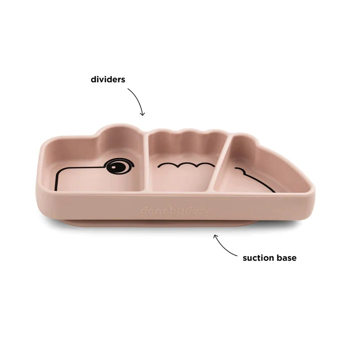 Plato de Silicona para Snack con Ventosa Croco - Rosa