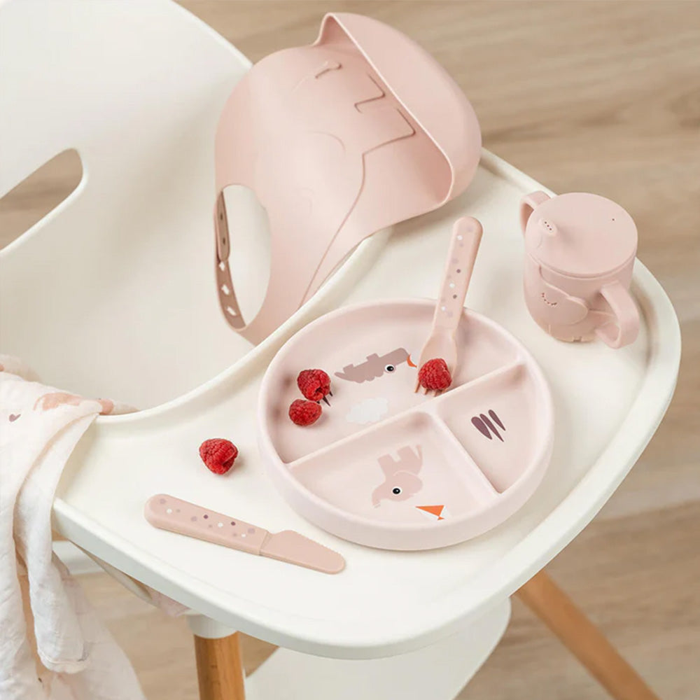 Plato con Compartimentos y Ventosa Playground - Rosa