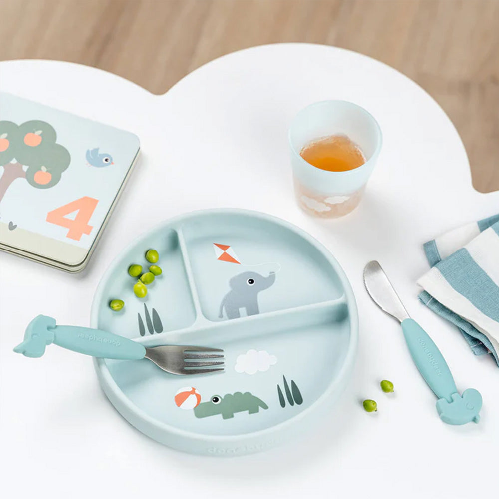 Plato con Compartimentos y Ventosa Playground - Azul