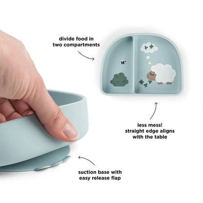 Bowl con Compartimentos Stick & Stay Tiny Farm - Azul