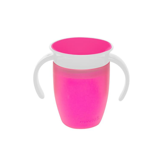 Vaso Antiderrame Miracle 360° con Asas - Rosado | Munchkin