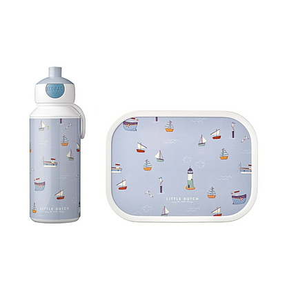 Lunch Box + Pop-Up Bottle Set - Boats - Little Dutch