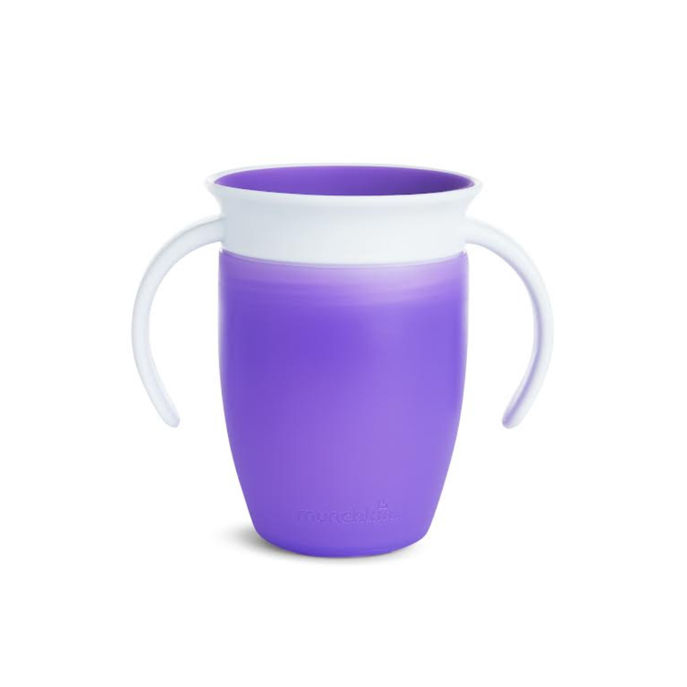 Vaso Antiderrame Miracle 360° con Asas - Morado | Munchkin