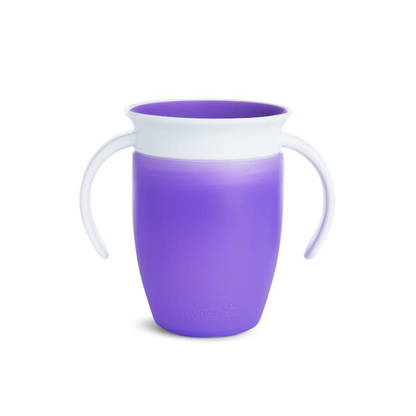 Vaso Antiderrame Miracle 360° con Asas - Morado | Munchkin