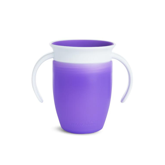 Vaso Antiderrame Miracle 360° con Asas - Morado | Munchkin
