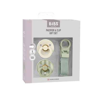 Set de Regalo Chupete Colour y Portachupetes Loop - Sage | BIBS