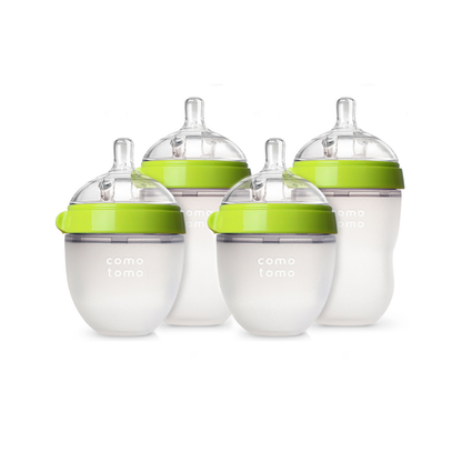 Set 4 Mamaderas Comotomo: 2 de 150 ml + 2 de 250 ml + 3 Sets de Tetinas - Verde | Comotomo