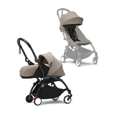 Coche Completo Stokke® YOYO³ – Chasis Negro + Asiento 6+ + Moisés - Taupe | YOYO by Stokke