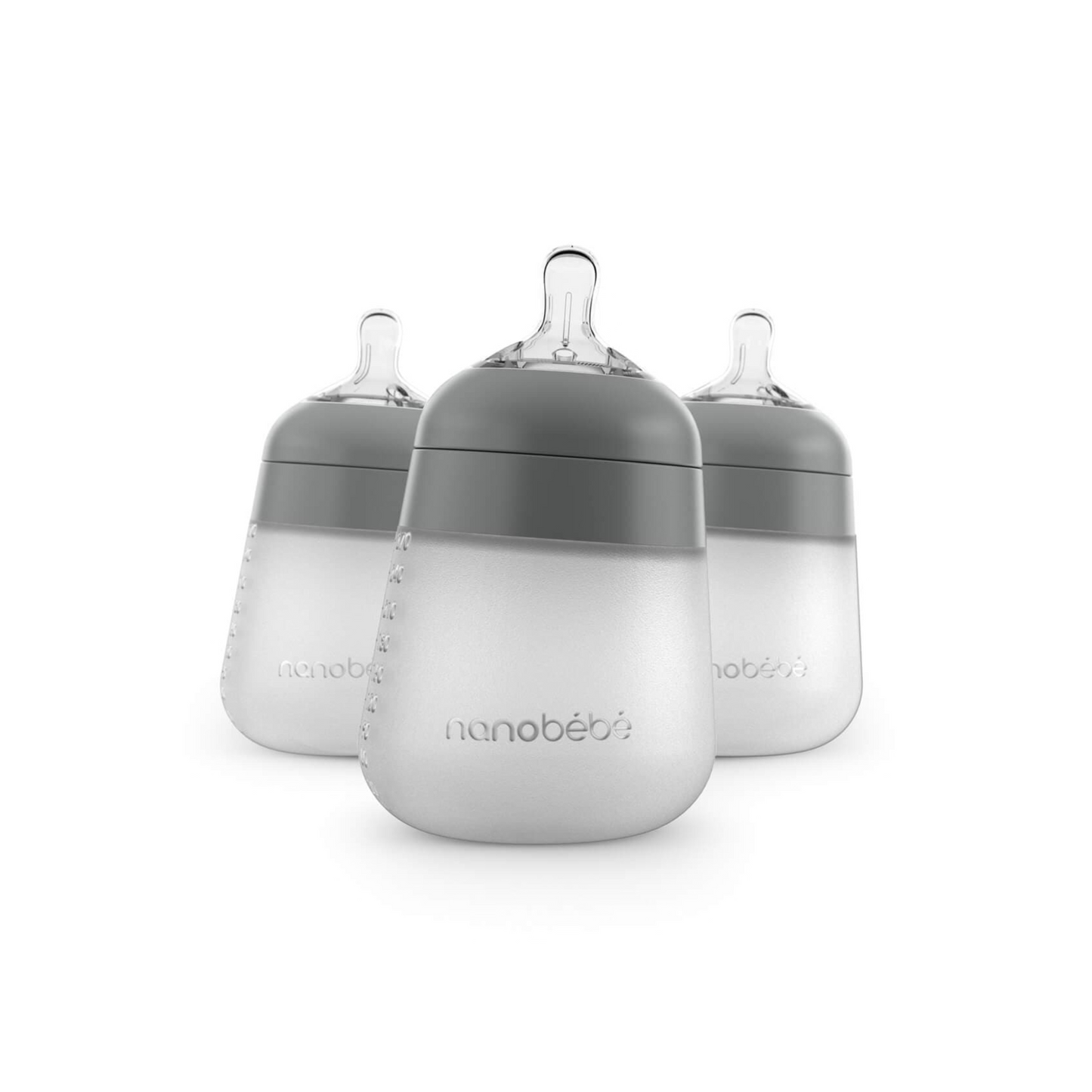 Pack of 2 Silicone Baby Bottles 270 ml - Grey