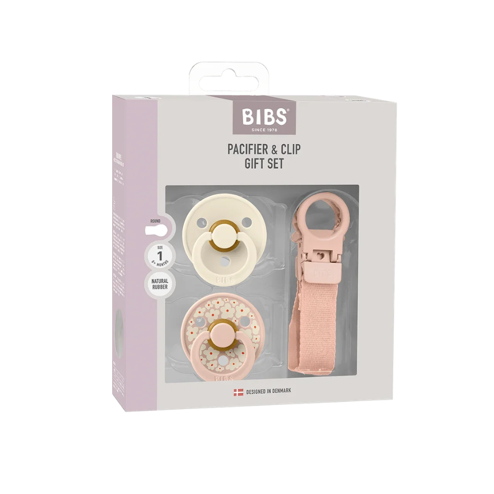 Set de Regalo Chupete Colour y Portachupetes Loop - Blush | BIBS