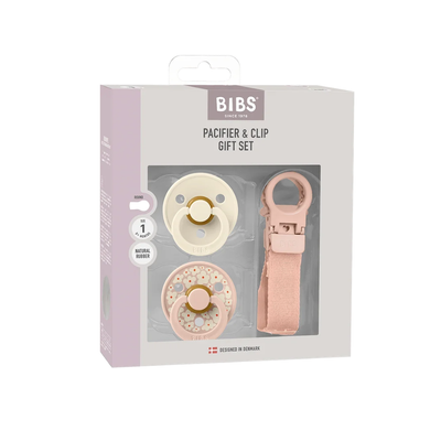 Set de Regalo Chupete Colour y Portachupetes Loop - Blush | BIBS