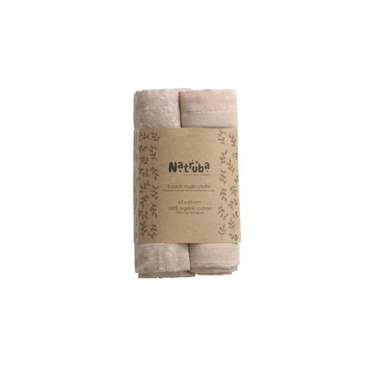 Pack of 2 Muslins 100% Organic Cotton - Pink