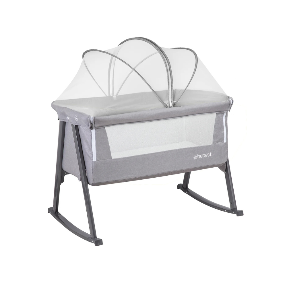 Cuna Moisés Balancín con Mosquitero - Gris | Bebesit