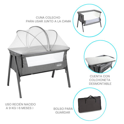 Cuna Colecho Easy LX - Gris | Bebesit