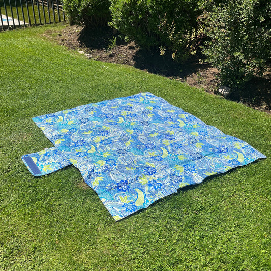 Manta Impermeable - Flores Azules / Gris | Algodones