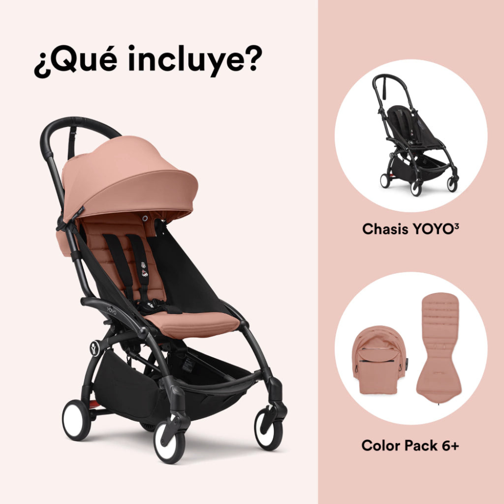 Coche Completo Stokke® YOYO³ – Chasis Negro + Asiento 6+ - Ginger | YOYO by Stokke