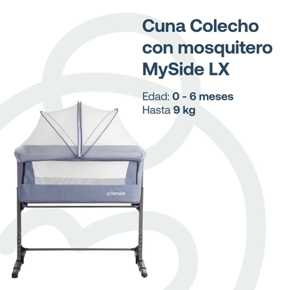 Cuna Colecho con Mosquitero MySide LX - Azul | Bebesit