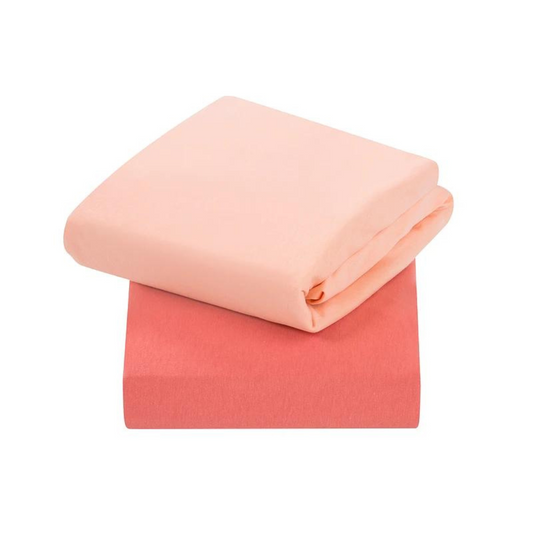 Pack of 2 Crib Fitted Sheets - Jersey Cotton - Coral