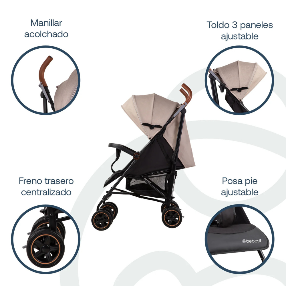 Coche Paragua Magic Ride - Beige | Bebesit