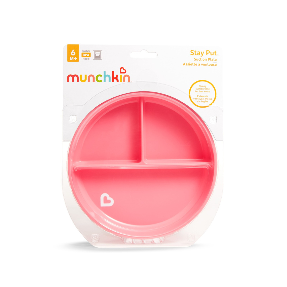Plato con Divisiones y Ventosa Stay Put - Rosado | Munchkin