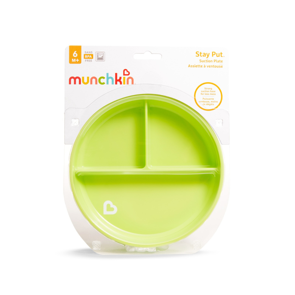 Plato con Divisiones y Ventosa Stay Put - Verde | Munchkin