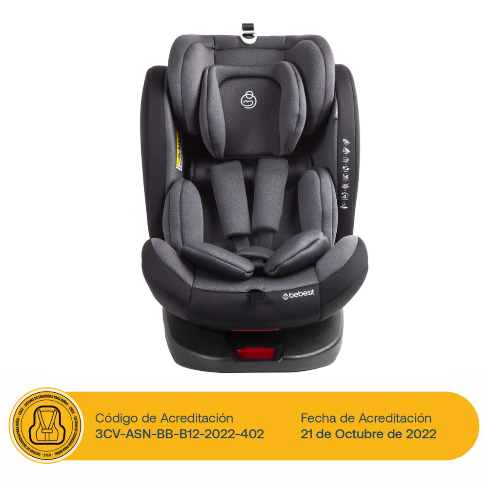 Silla de Auto Convertible 360° Isofix Saturn - Gris | Bebesit