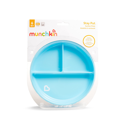 Plato con Divisiones y Ventosa Stay Put - Azul | Munchkin
