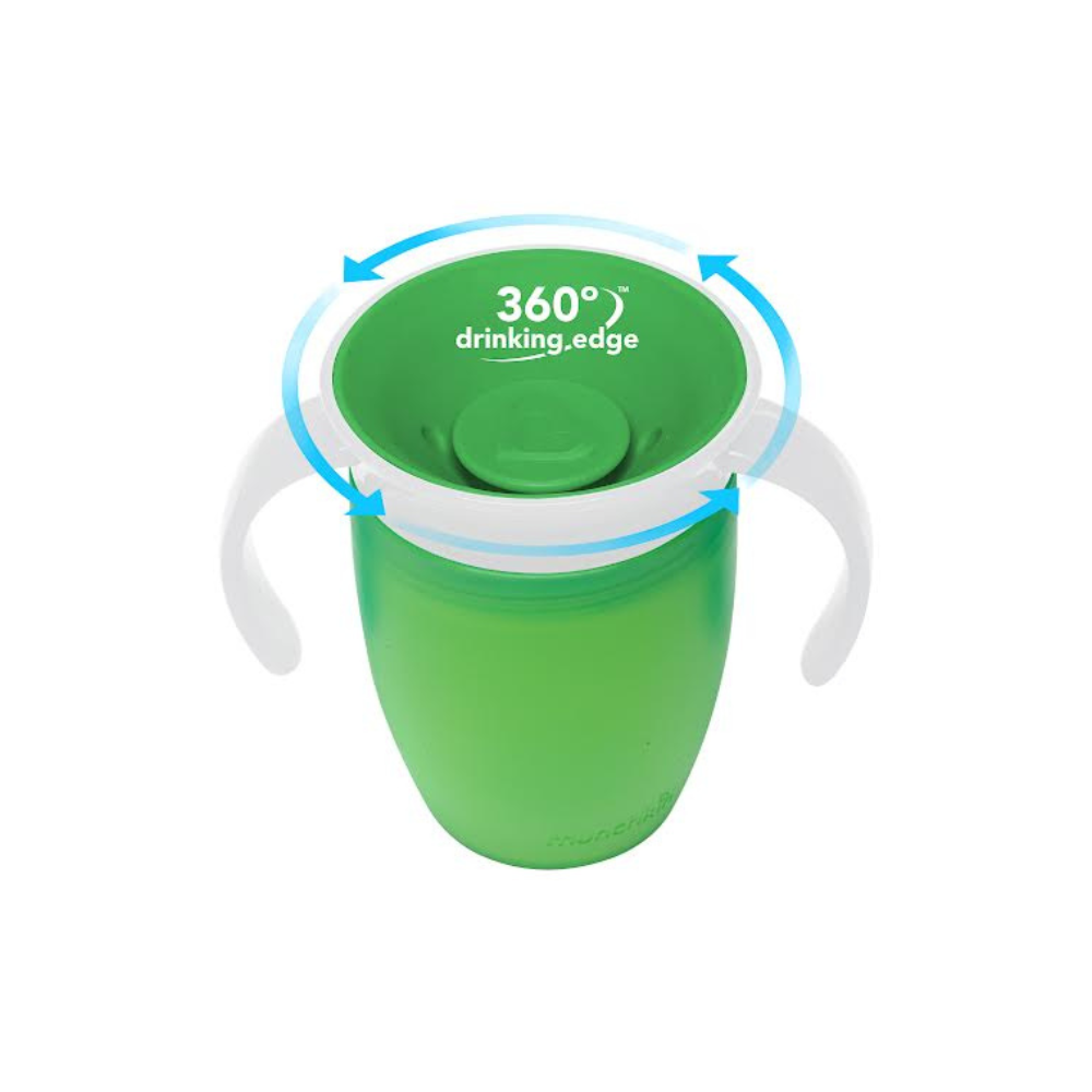 Vaso Antiderrame Miracle 360° con Asas - Verde | Munchkin