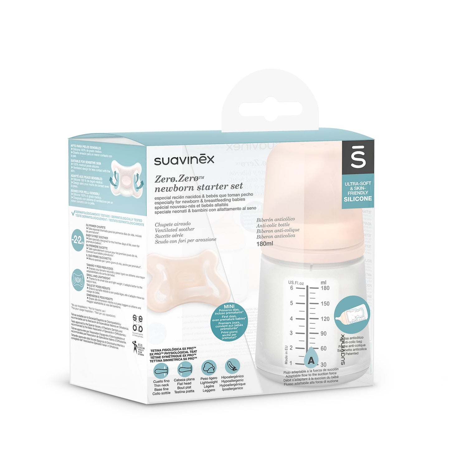 Pack Recién Nacido ZERØ.ZERØ™ Mamadera + Chupete | Suavinex