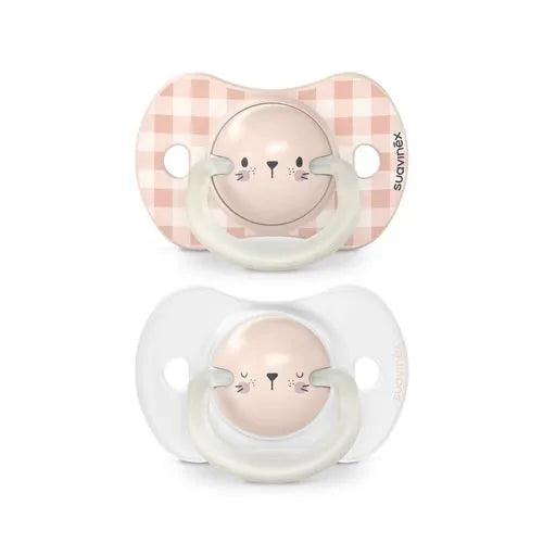 Pack of 2 Rabbit Night Physiological Pacifiers - Pink