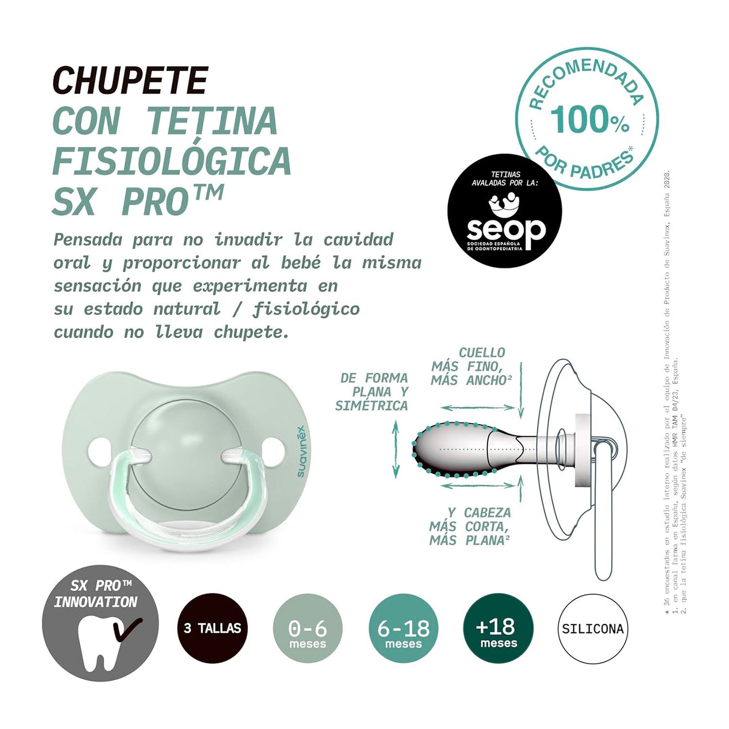 Pack de 2 Chupetes Fisiológicos SX Pro Birdies - Verde | Suavinex