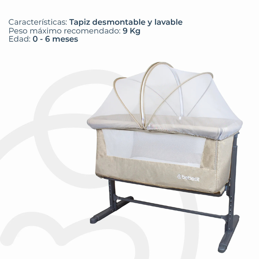 Cuna Colecho con Mosquitero MySide LX - Beige | Bebesit