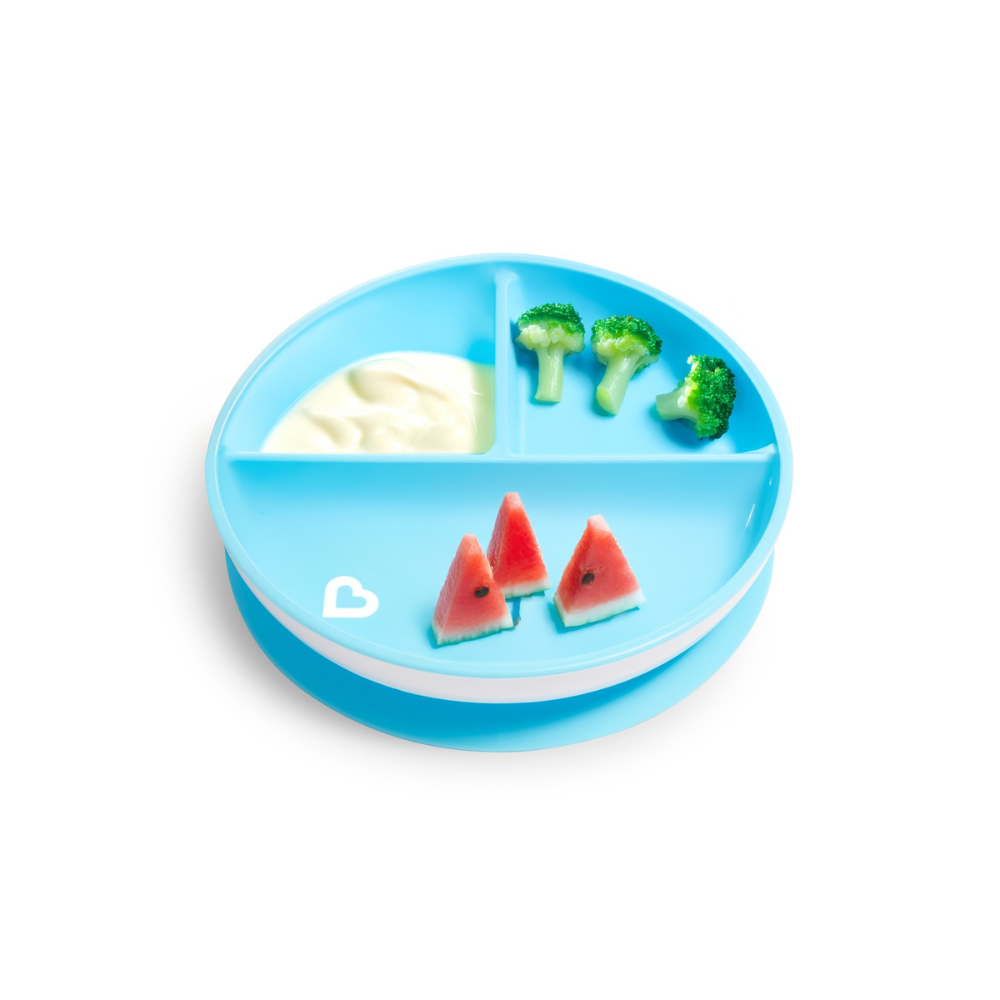 Plato con Divisiones y Ventosa Stay Put - Azul | Munchkin