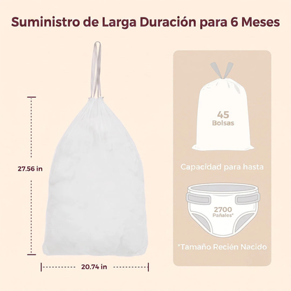 Repuesto Bolsa para Basurero de Pañales Triple-Seal | MomCozy