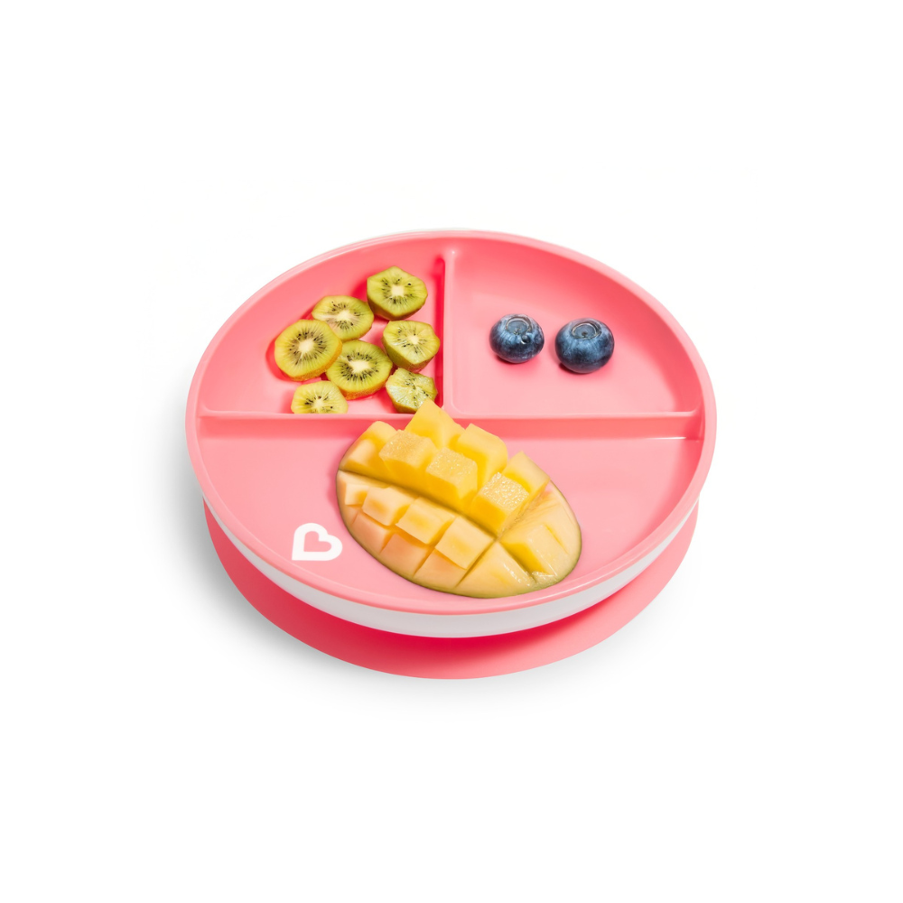 Plato con Divisiones y Ventosa Stay Put - Rosado | Munchkin
